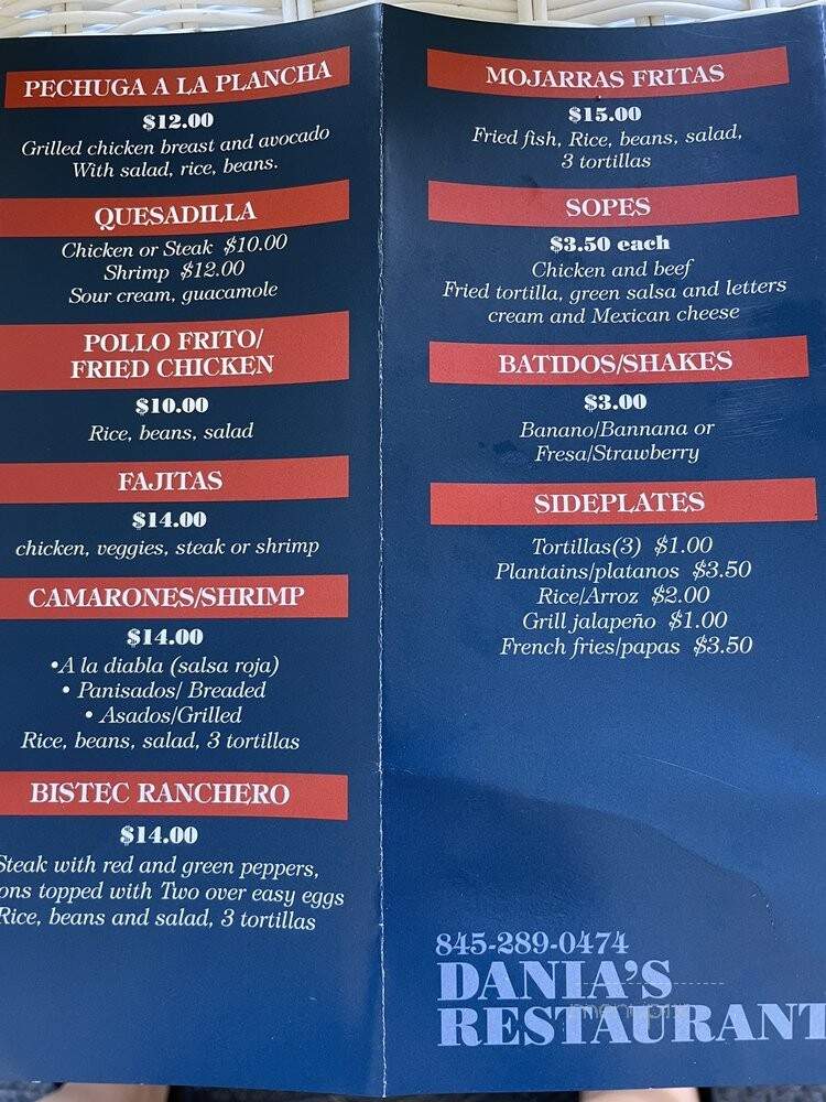 Dania's Restaurant & Bar - Pawling, NY menu_pic