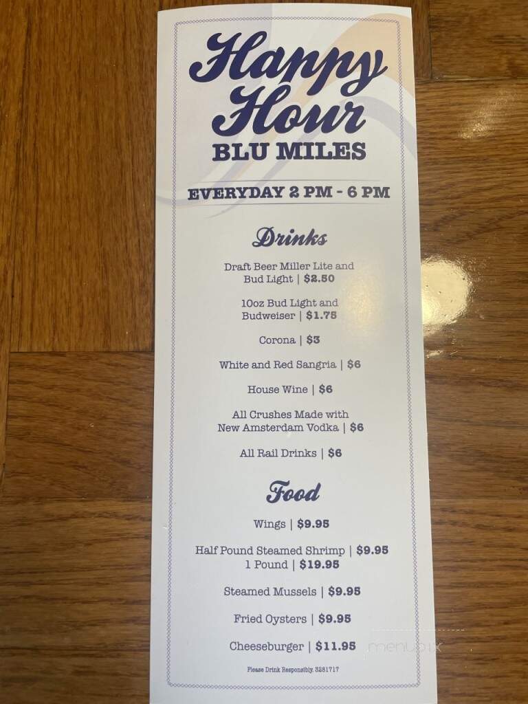 Blu Miles Seafood & Grill - Saint Michaels, MD menu_pic