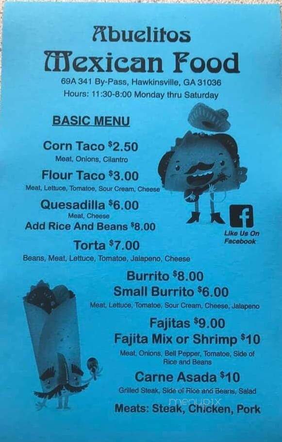Abuelitos Mexican Food - Hawkinsville, GA menu_pic