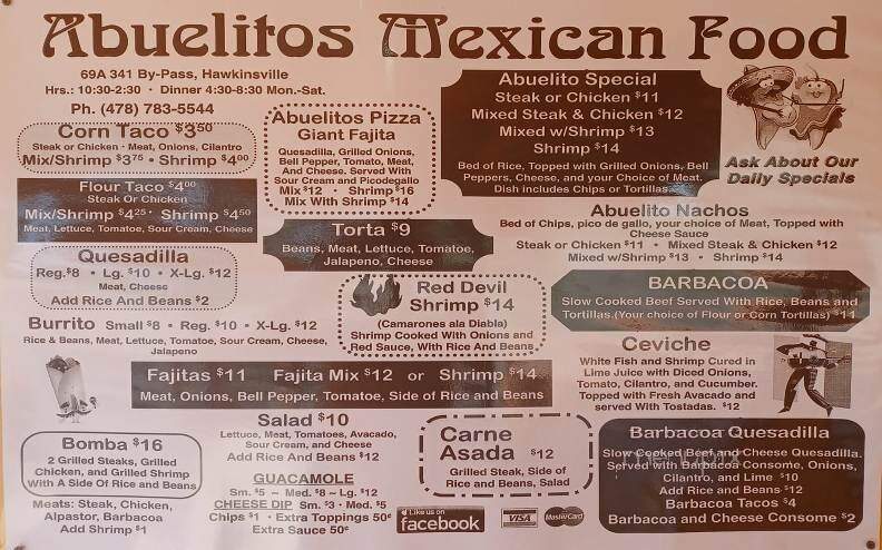 Abuelitos Mexican Food - Hawkinsville, GA menu_pic