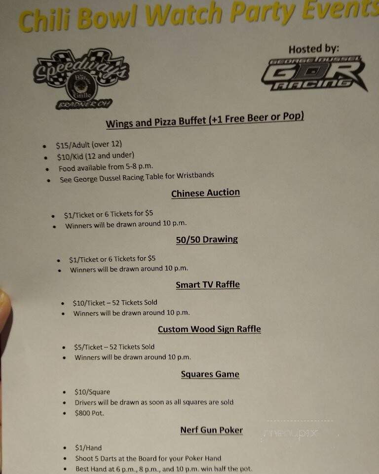 SpeedWays Bar & Grille - Bradner, OH menu_pic