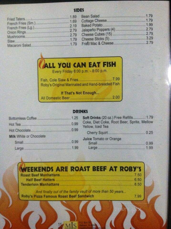 Roby's Grill - Elwood, IN menu_pic
