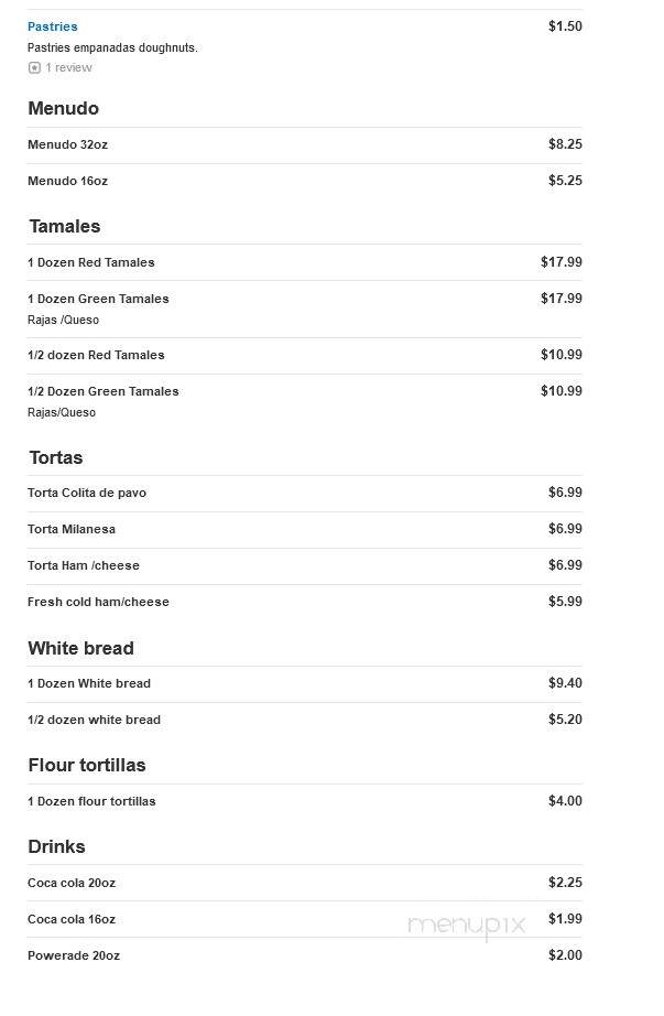 Montwood Star Bakery - El Paso, TX menu_pic