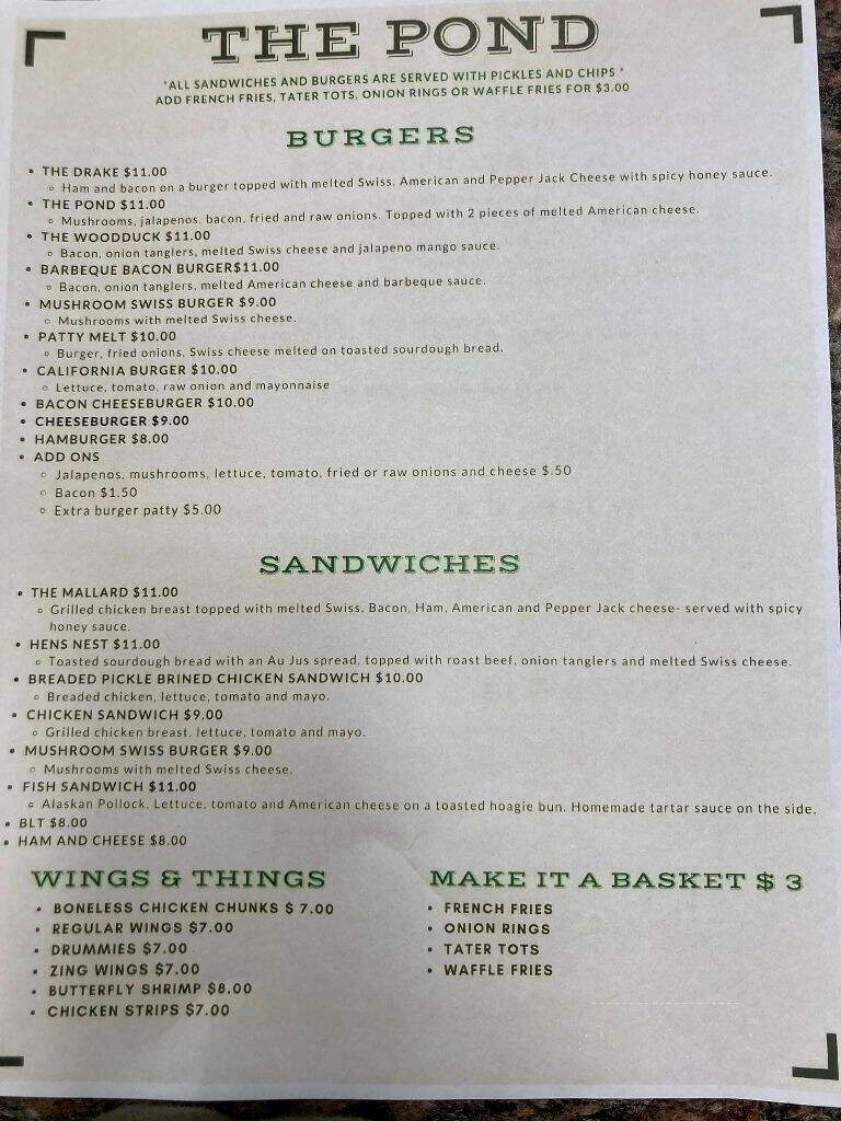 Pond - Blackduck, MN menu_pic