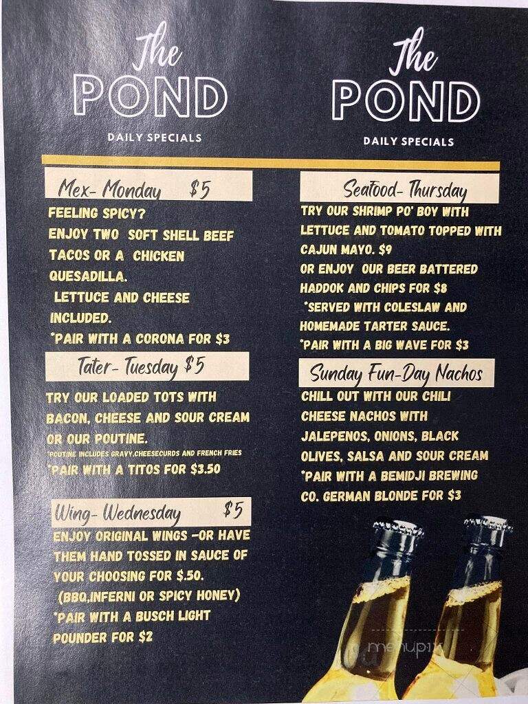 Pond - Blackduck, MN menu_pic