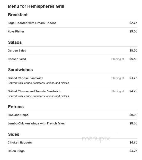 Hemispheres Oceanside Snackbar - Hallandale Beach, FL menu_pic