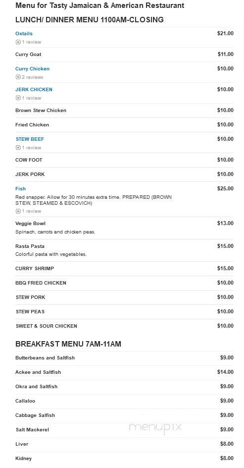 Tasty Jamaican & American - Newark, NJ menu_pic
