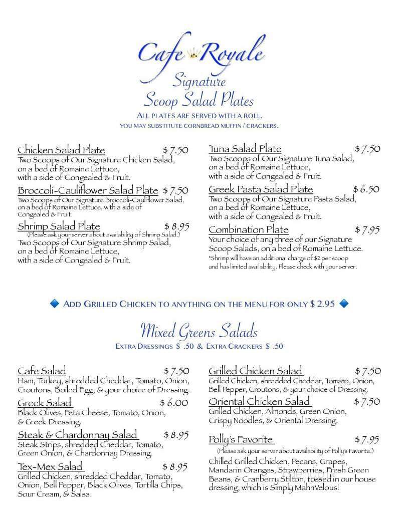 Cafe Royale - Talladega, AL menu_pic