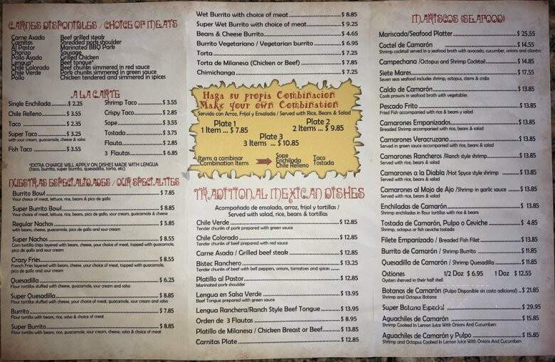 Taqueria Vallarta - Manteca, CA menu_pic