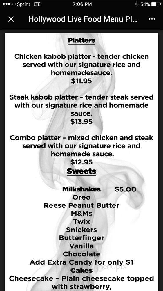 Hollywood Live - Hollywood, FL menu_pic