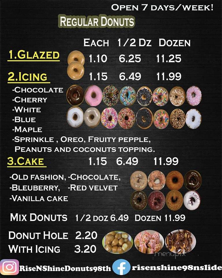 Rise & Shine Donuts - Lubbock, TX menu_pic