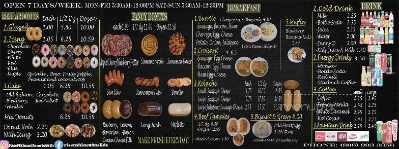 Rise & Shine Donuts - Lubbock, TX menu_pic