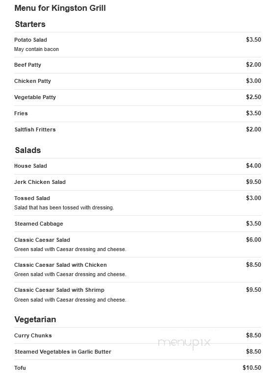 Kingston Grill - Daytona Beach, FL menu_pic