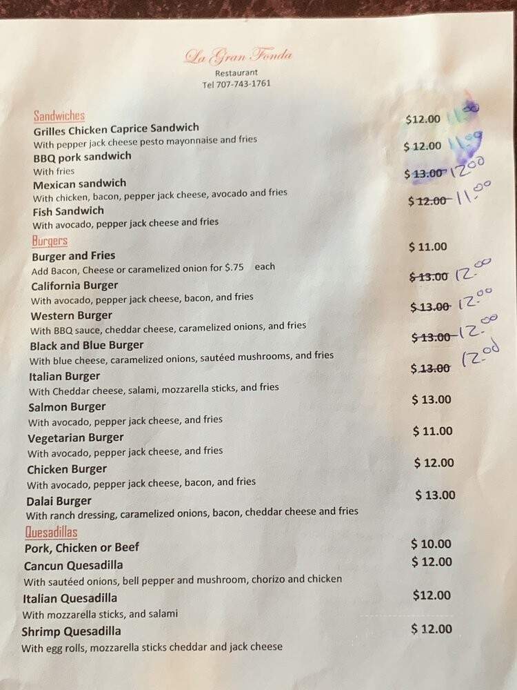 La Gran Fonda - Potter Valley, CA menu_pic