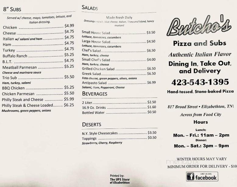 Butchos - Elizabethton, TN menu_pic