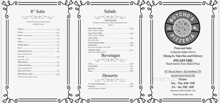 Butchos - Elizabethton, TN menu_pic