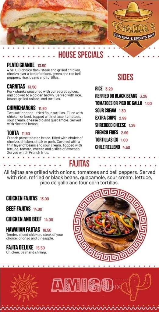 Carlito's Cantina and Sports Bar - Hagerstown, MD menu_pic