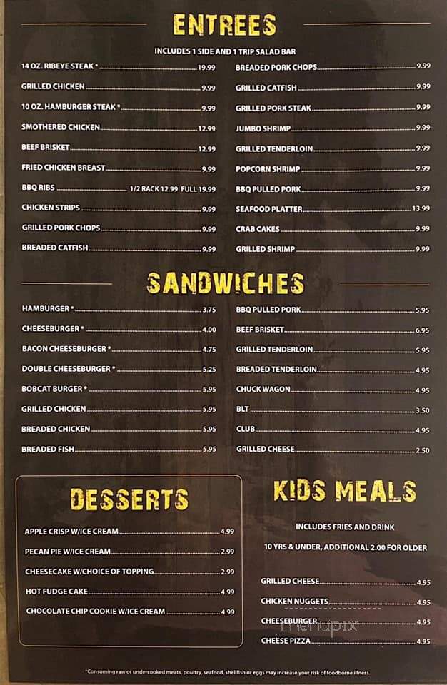 Bobcat Den - Byrdstown, TN menu_pic