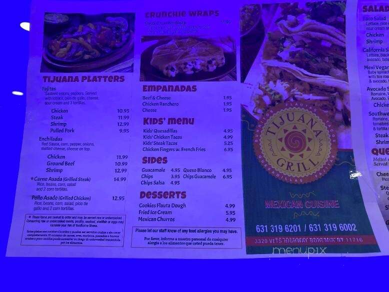 Tijuana Grill - Bohemia, NY menu_pic