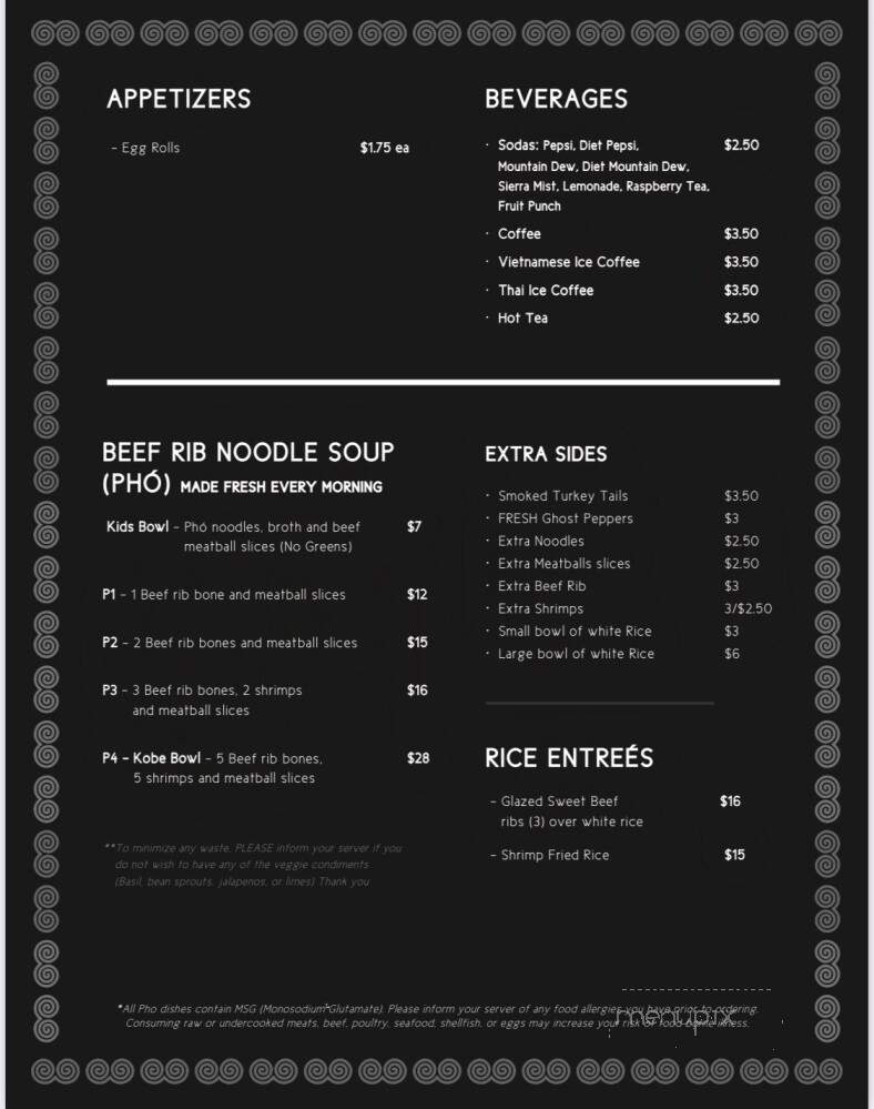 Pho Lodge - Green Bay, WI menu_pic