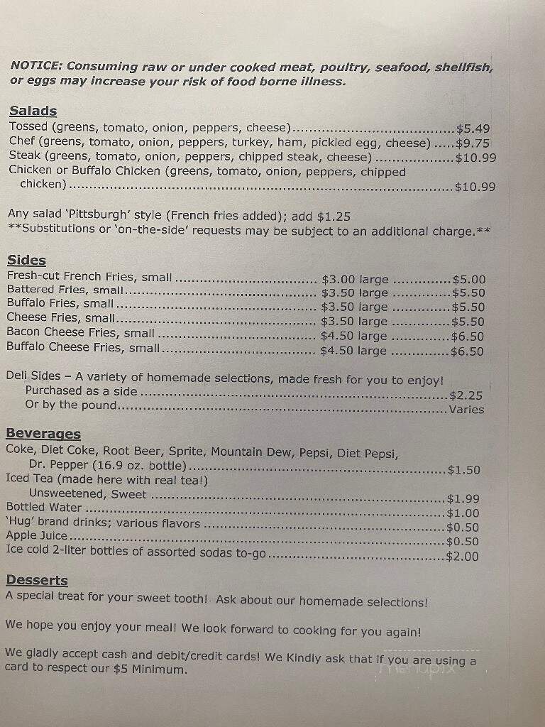 Kutzas Kitchen - Jersey Shore, PA menu_pic