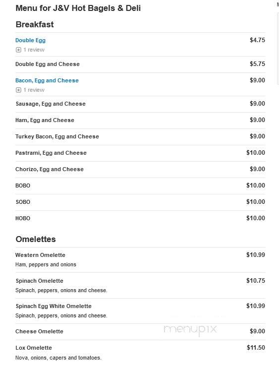 J&V Hot Bagels & Deli - Secaucus, NJ menu_pic
