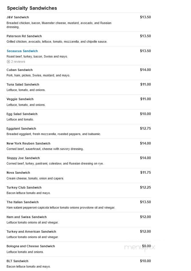J&V Hot Bagels & Deli - Secaucus, NJ menu_pic