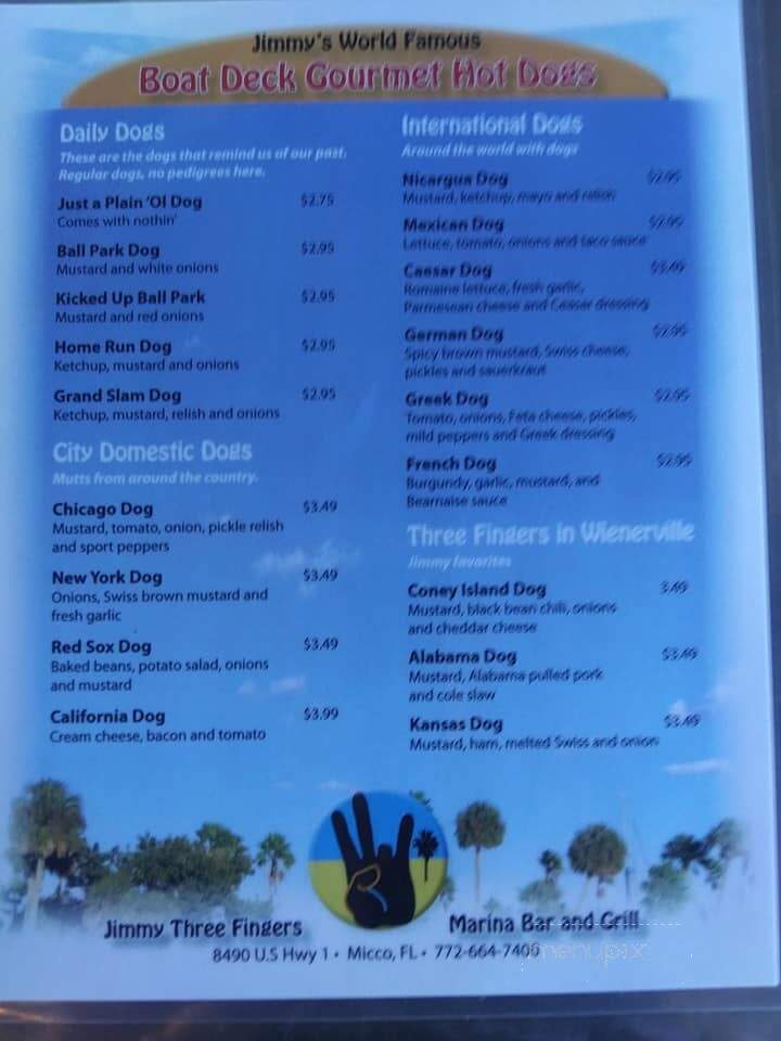 Jimmy Three Fingers - Micco, FL menu_pic