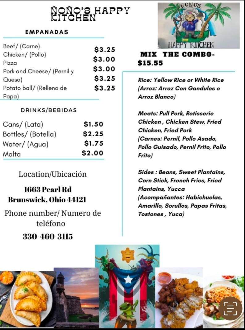 Nono's Happy Kitchen - Brunswick, OH menu_pic