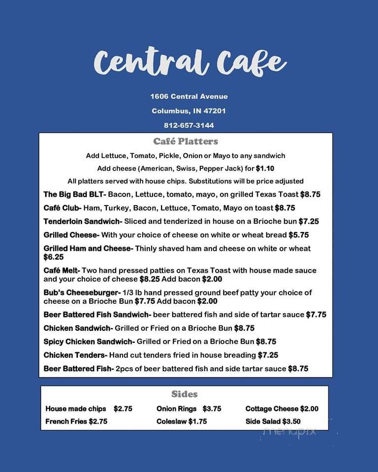 Central Cafe - Columbus, IN menu_pic
