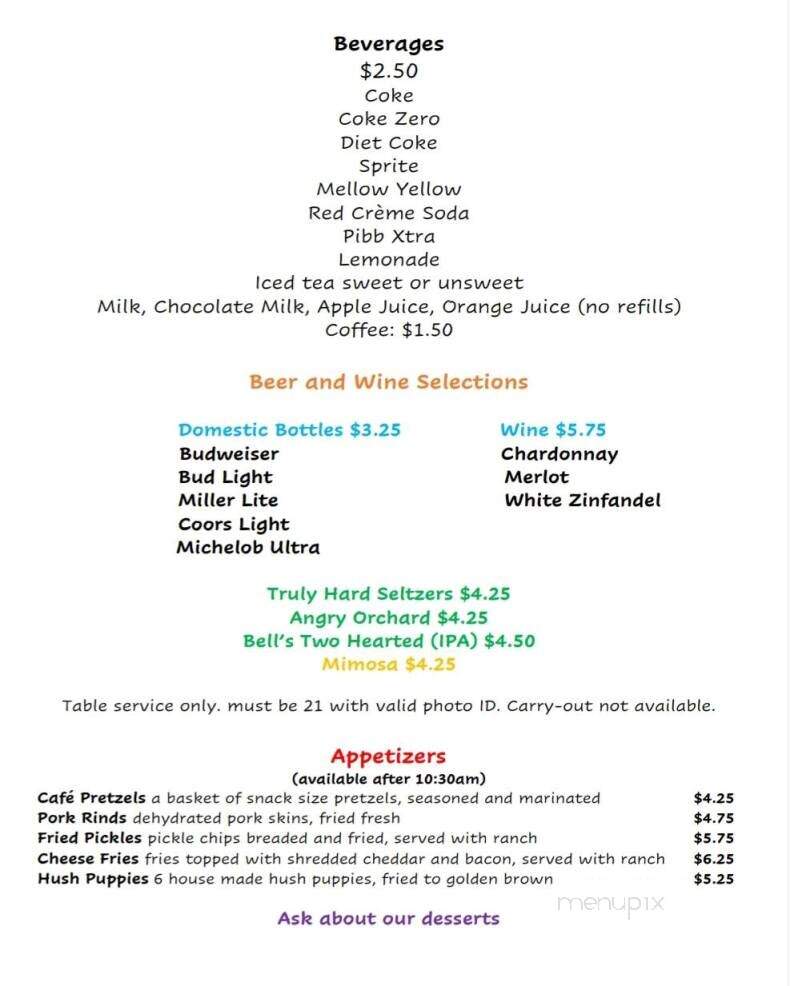 Central Cafe - Columbus, IN menu_pic
