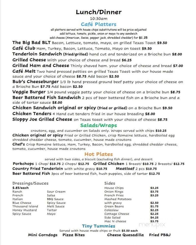 Central Cafe - Columbus, IN menu_pic