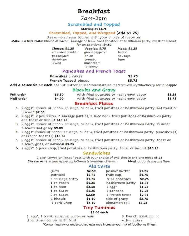 Central Cafe - Columbus, IN menu_pic