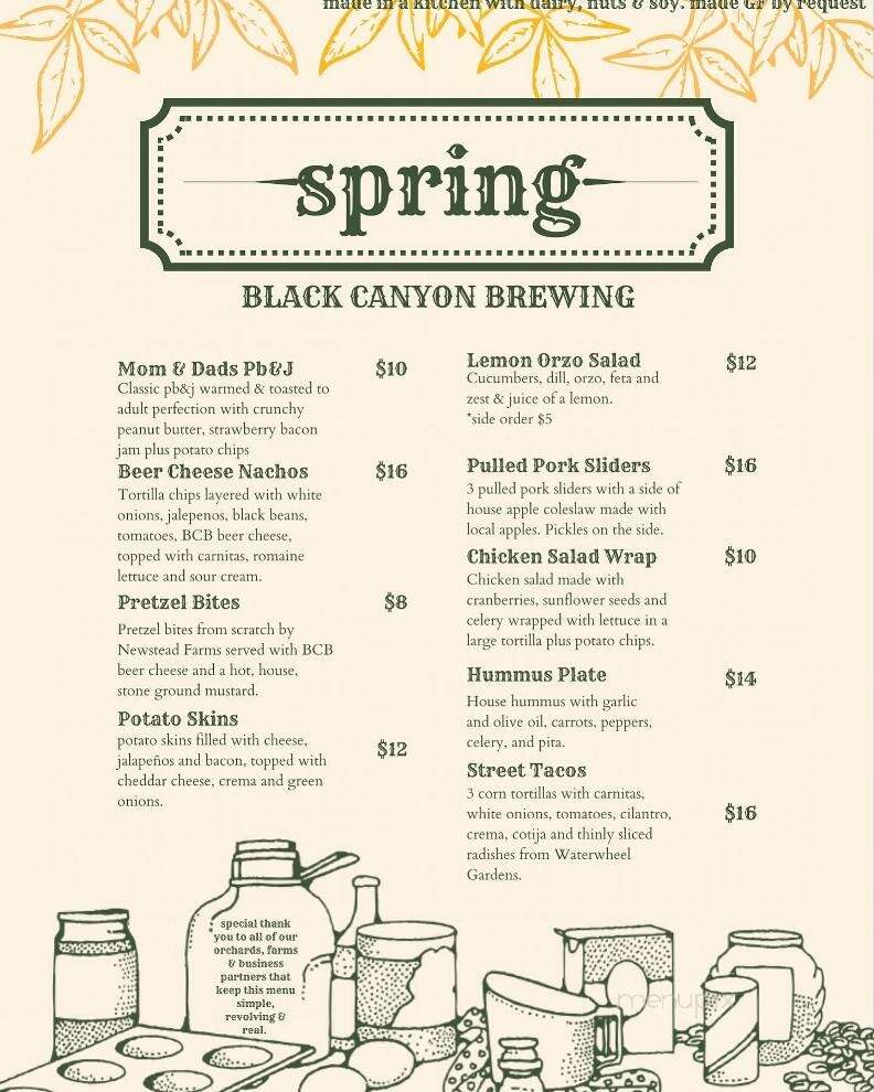 Black Canyon Brewing - Emmett, ID menu_pic