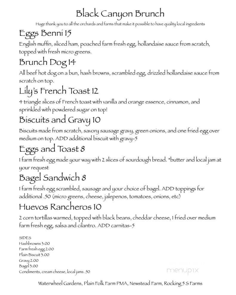 Black Canyon Brewing - Emmett, ID menu_pic