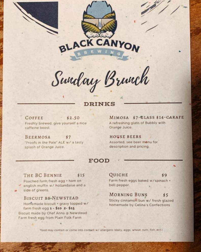 Black Canyon Brewing - Emmett, ID menu_pic