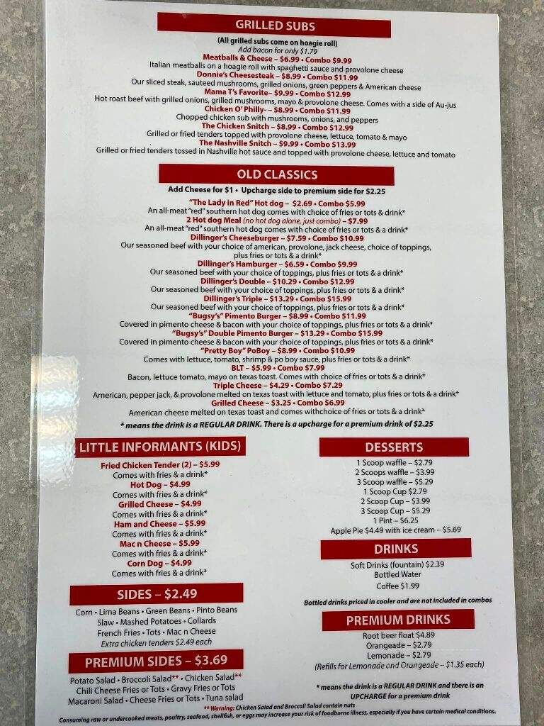 Dillingers Diner - Pittsboro, NC menu_pic