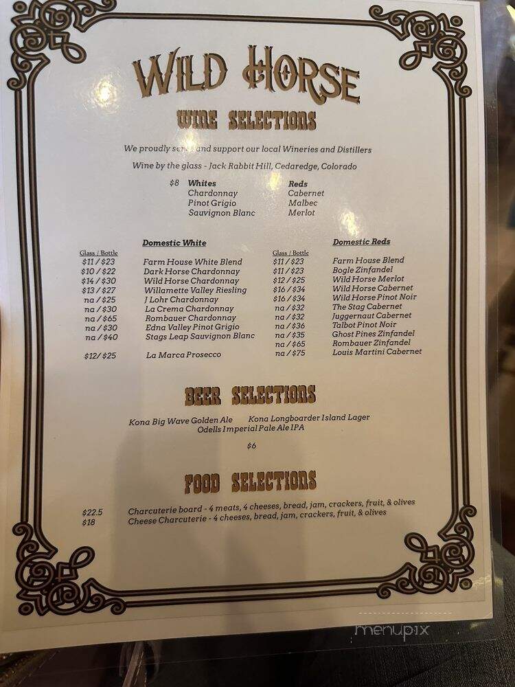 Wild Horse Wine and Whiskey - Montrose, CO menu_pic