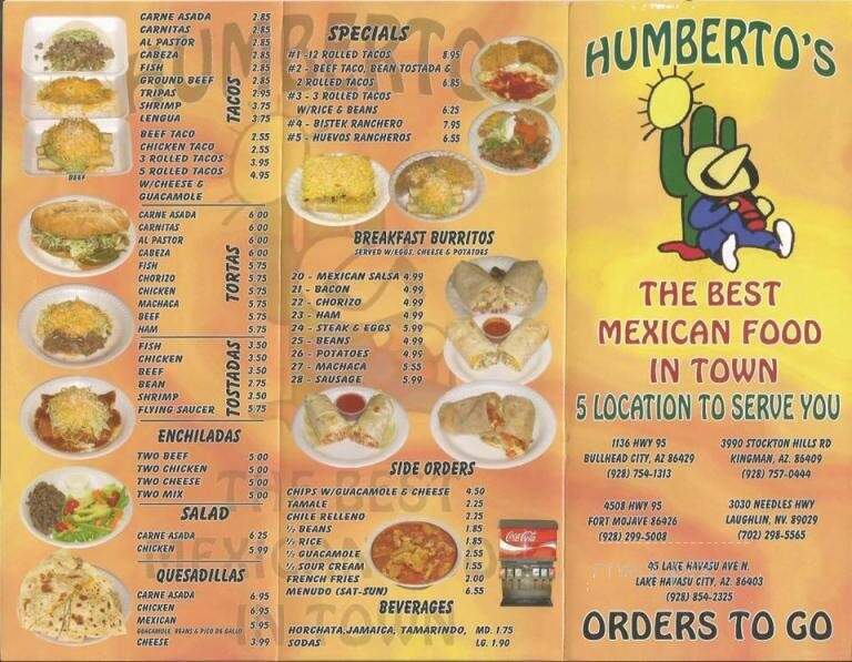 Humberto's Taco Shop - Fort Mohave, AZ menu_pic