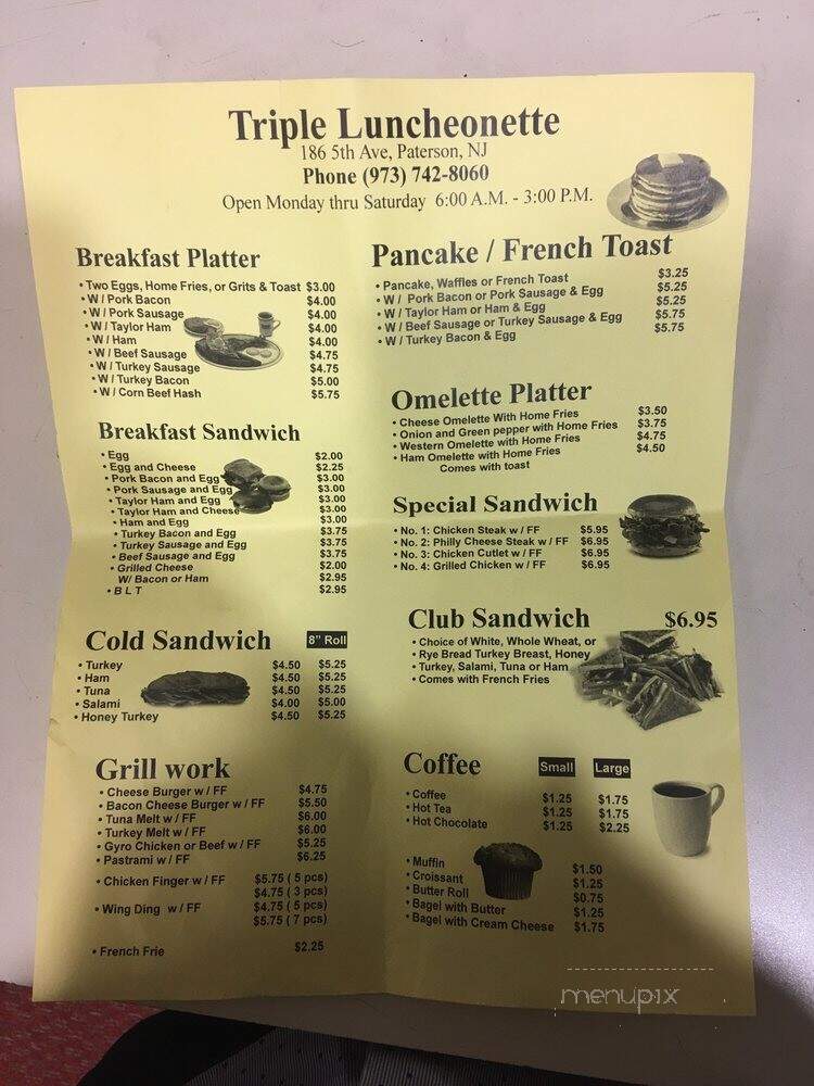 Triple Luncheonette - Paterson, NJ menu_pic
