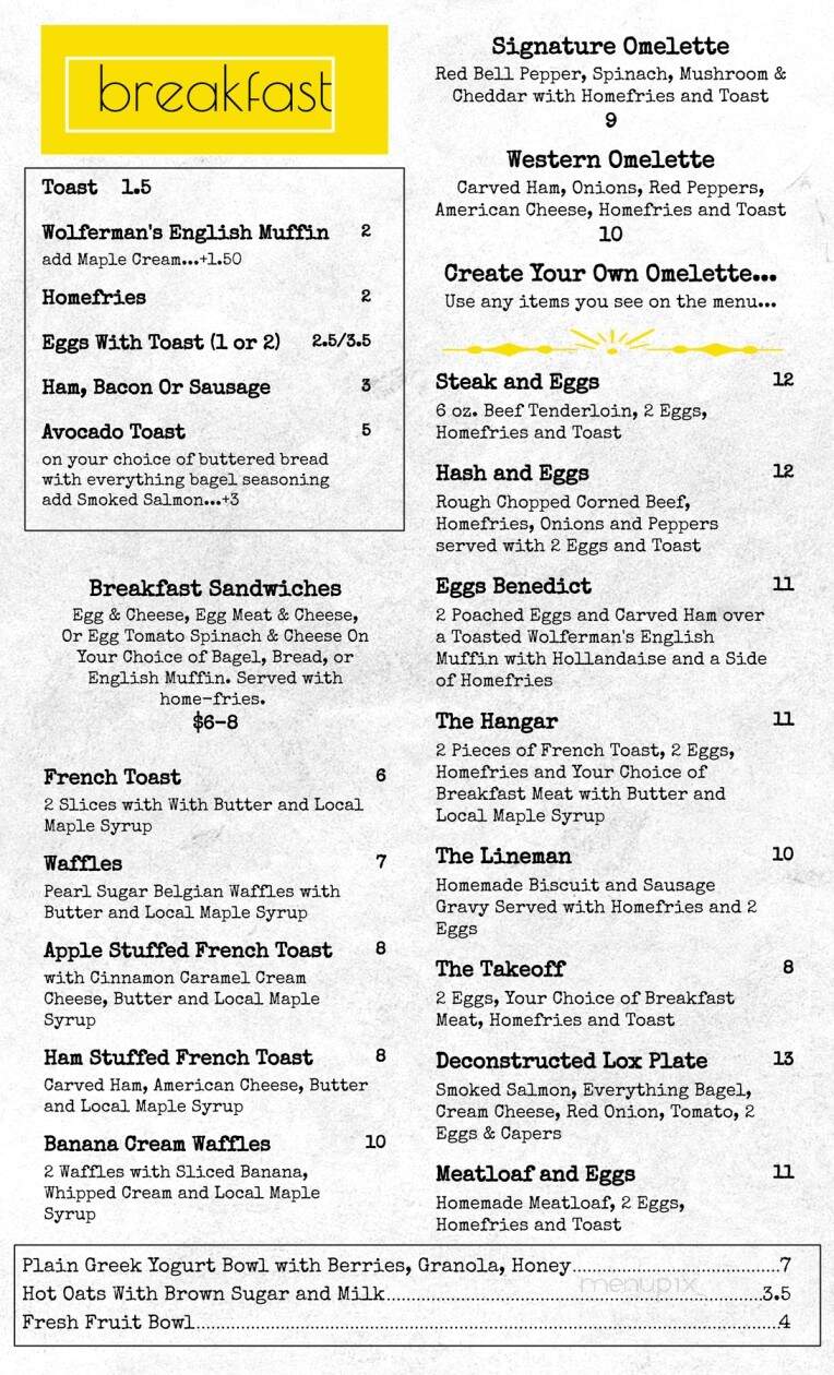 Airport Cafe - Saranac Lake, NY menu_pic