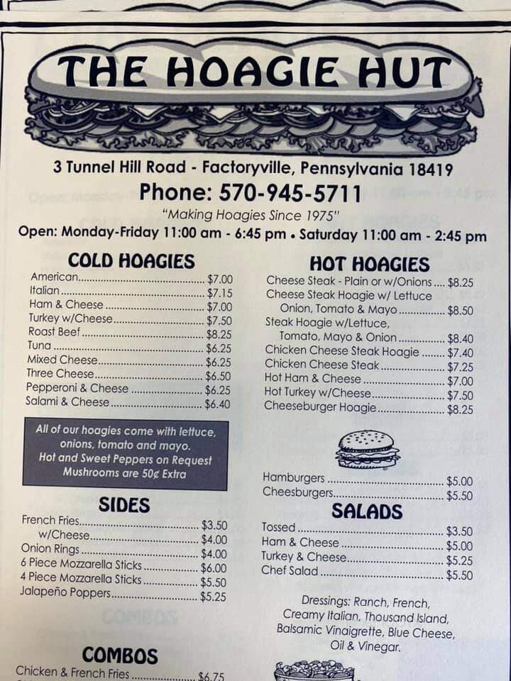 Hoagie Hut - Hawley, PA menu_pic