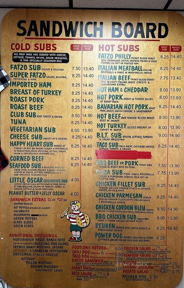 Fatzo's Sub & Pizza Shop - Green Bay, WI menu_pic