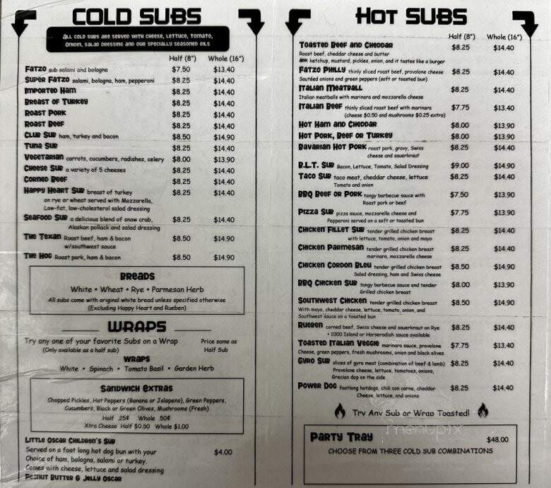 Fatzo's Sub & Pizza Shop - Green Bay, WI menu_pic