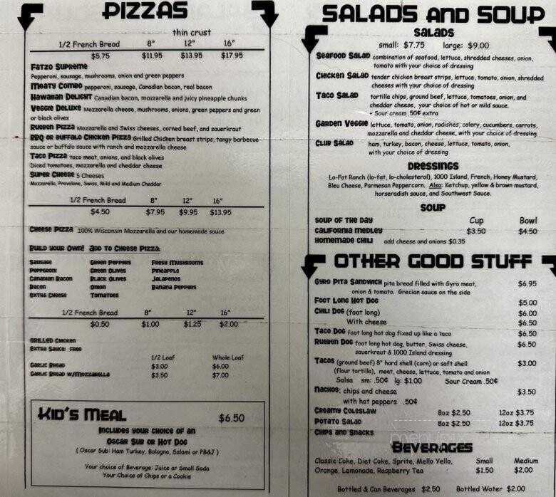 Fatzo's Sub & Pizza Shop - Green Bay, WI menu_pic