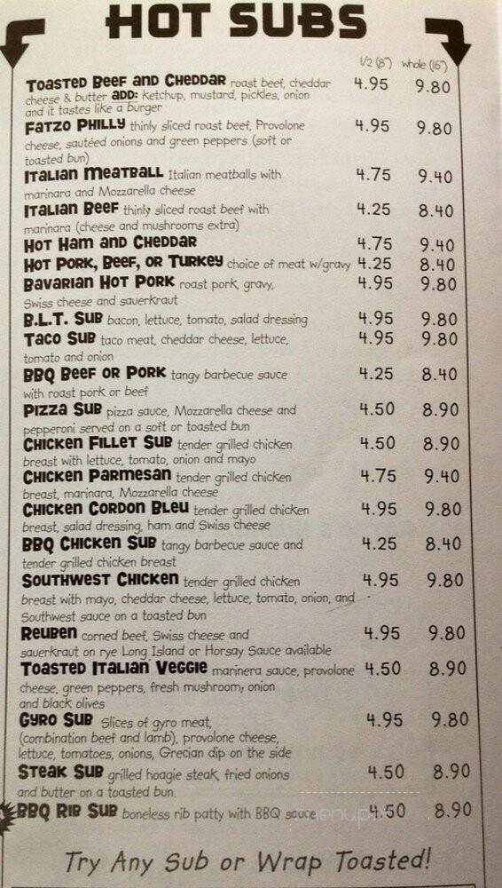Fatzo's Sub & Pizza Shop - Green Bay, WI menu_pic