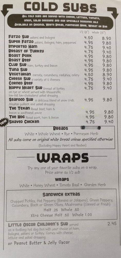 Fatzo's Sub & Pizza Shop - Green Bay, WI menu_pic