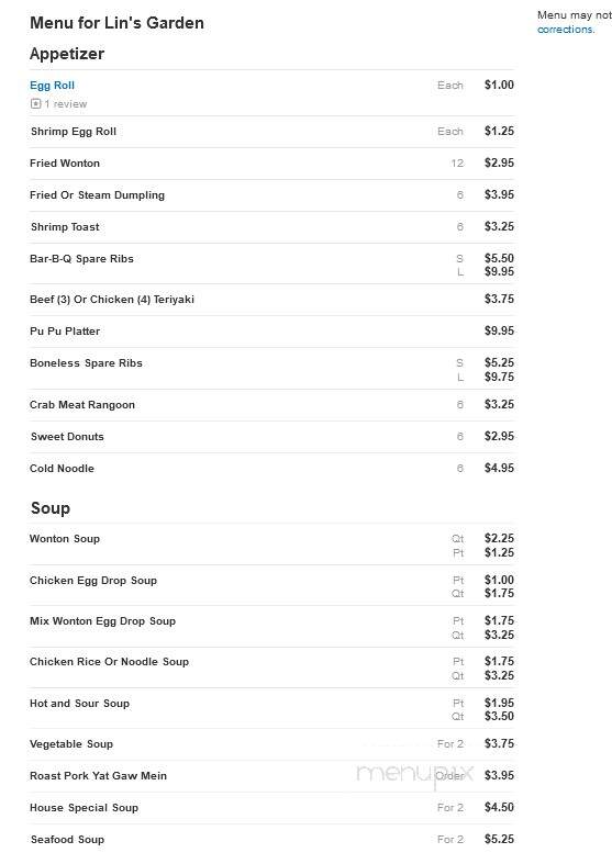 Lin's Garden - Menomonee Falls, WI menu_pic