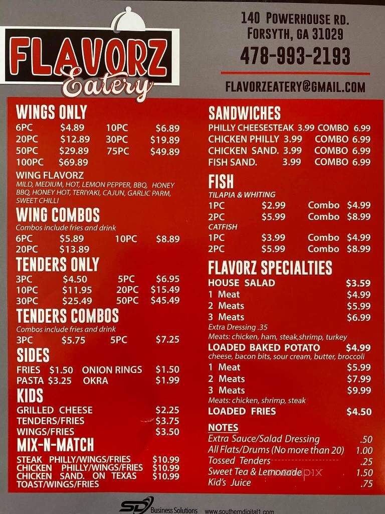 Flavorz Eatery - Forsyth, GA menu_pic
