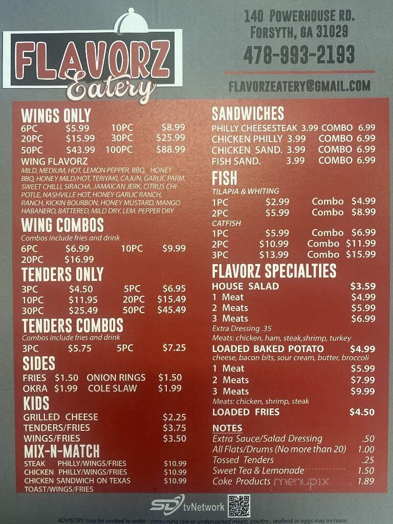 Flavorz Eatery - Forsyth, GA menu_pic